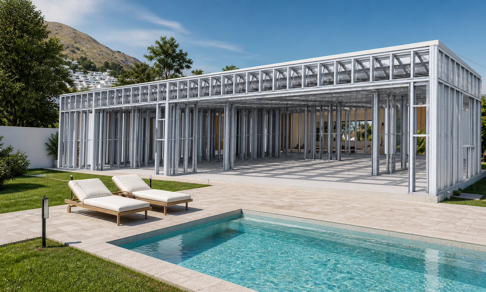 Estructura Light Steel Framing antes del acabado final